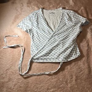 Hollister Floral Blue and White Cross-over  Top